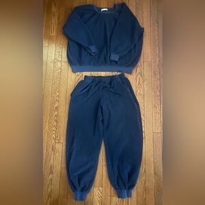 Suzie Kondi Navy Blue Terry Matching Set:
Raglan Sweatshirt and Joggers
